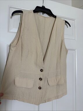 SHEIN Beige Linen-Texture Vest